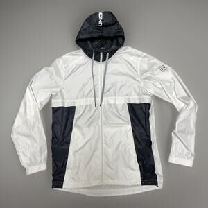 Under Armour Hybrid Heat Gear Windbreaker White/Black Mens Lightweight Size M